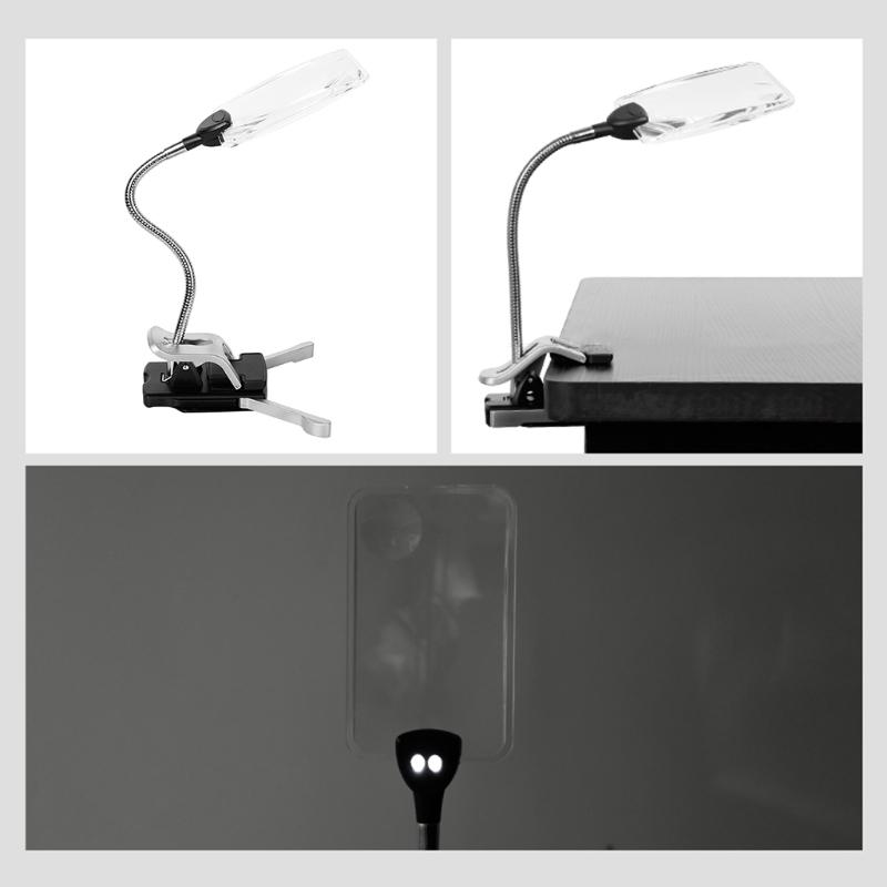 Pro Flexible Hands Free LED Magnifying Glass Desk Lamp Bright LED Illuminated Magnifier with Clamp for Reading