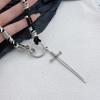 Punk Hip-hop Sliver Color Redemption Thorn Holy Sword Pendant Black Rope Chain Necklace for Women Hot Girl Personality Jewelry