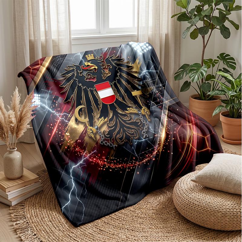 Austria Football Printed Flannel Blanket Skin Friendly Warm Decorative Throw for Indoor Couch Bed Daily Use