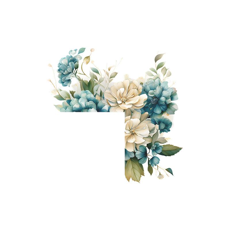 Plantă verde, flori albastre, comutator, pastă, fundal, înfrumusețare, autocolante decorative de perete autoadezive