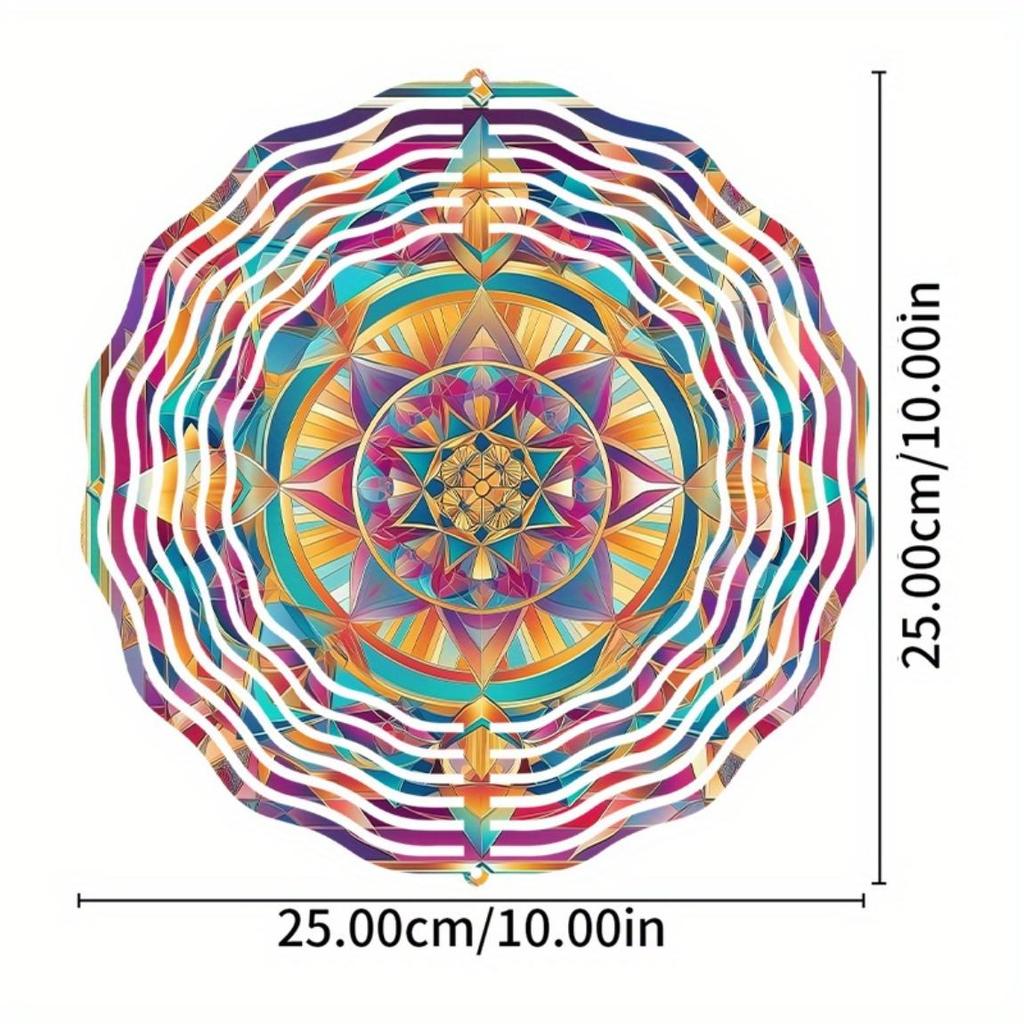 10 Inch Colorful Metal Wind Spinner with 360 Degree Rotating Hook No Battery Needed Vibrant Garden Decor Gift for Family Friends