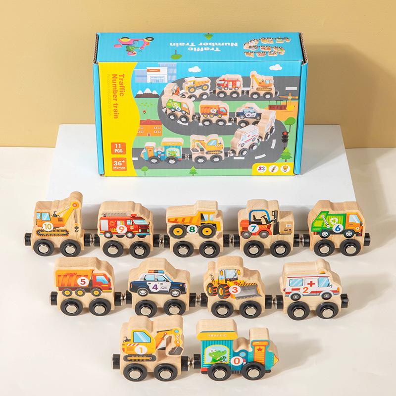 Wooden Magnetic Number Train for Kids - Color Recognition Toy