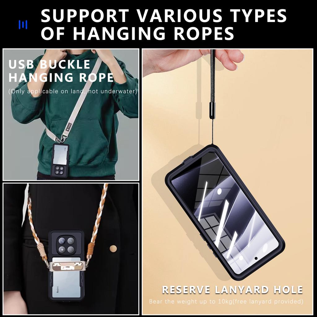 REDPEPPER For Xiaomi Redmi Note 14 Pro 5G IP68 Phone Case Clear Back Waterproof Cover