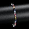 Bracciale Tennis Chain con Zirconi Arcobaleno 3mm Rame Micro Pave Design a Riga Singola per Acquirenti di Boutique Fornitura Gioielli Personalizzati