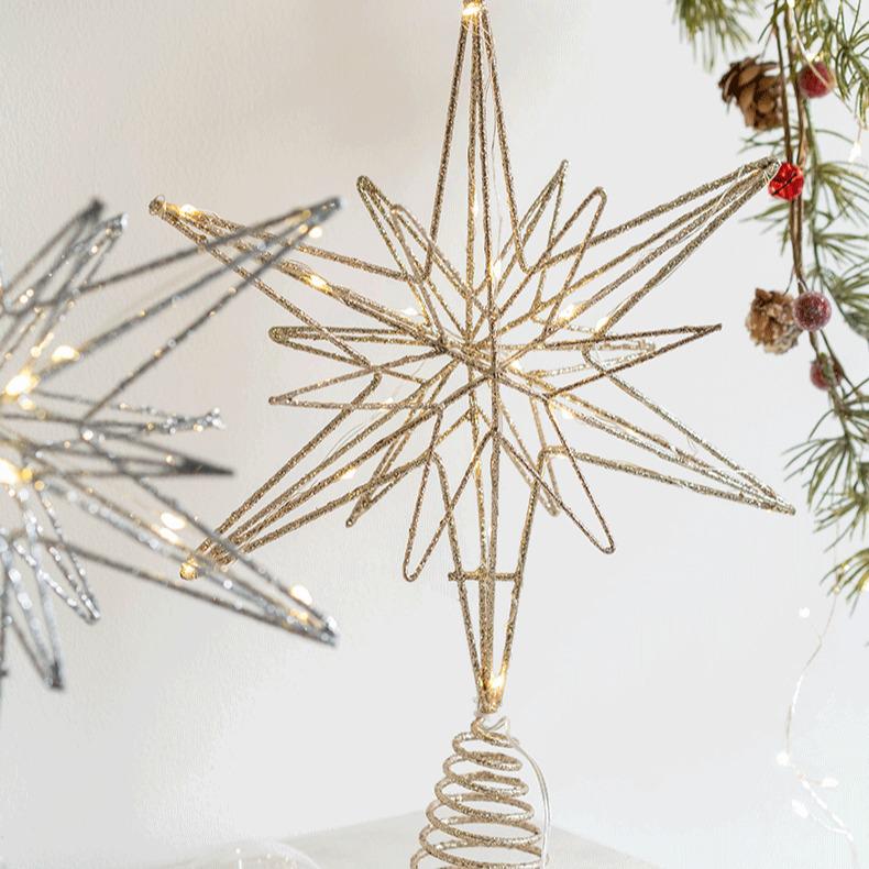 Wrought Iron Five-Pointed Star Christmas Tree Topper and Decoration Pendant