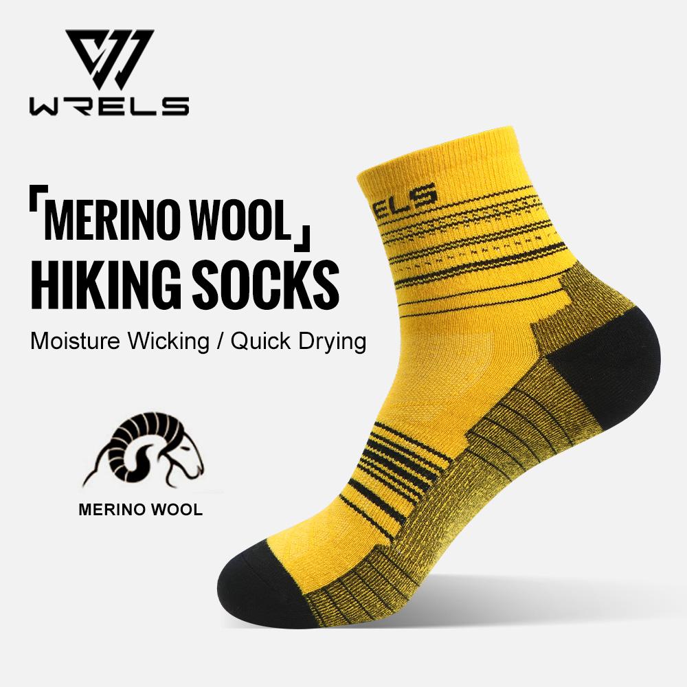 WRELS 1/3Pairs Merino Wool Running Socks Compression Support Thick Cushion Wool Socks For Running Hiking Moisture Wicking Socks