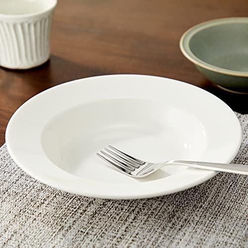 NARUMI Patia Curry/Pasta Plate, 23cm, White, Simple Rim, Soup, Microwave, Dishwasher Safe, Made In Japan, 41623-5962