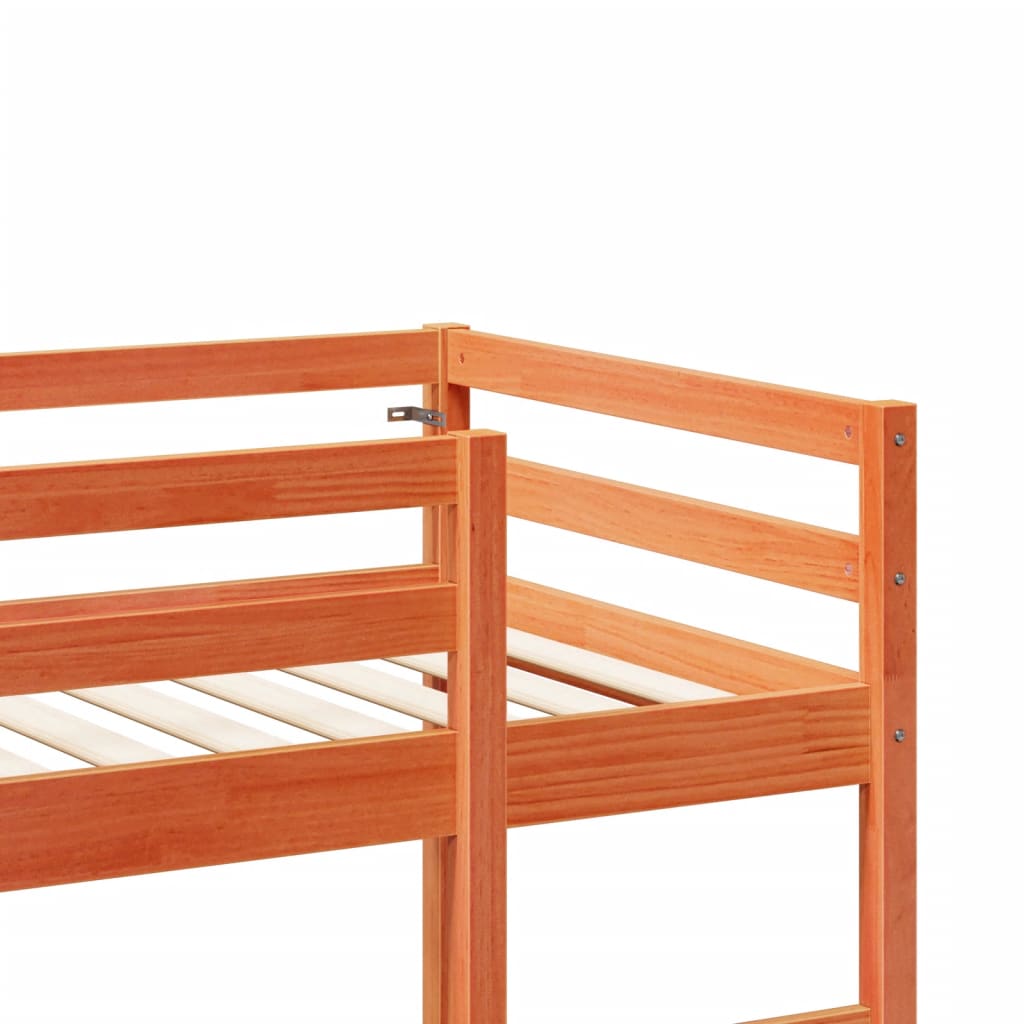 High Bed Without Mattress Wax Brown 80 X 200 Cm Solid Pine Wood