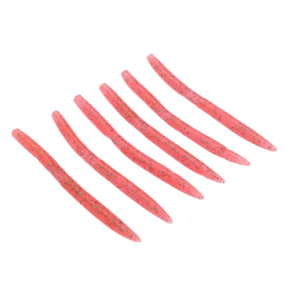 6szt/zestaw Robak Makaronowy Przynęta Wędkarska Odporna na Ugryzienia Miękka Przynęta Sztuczna z PVC Różowa