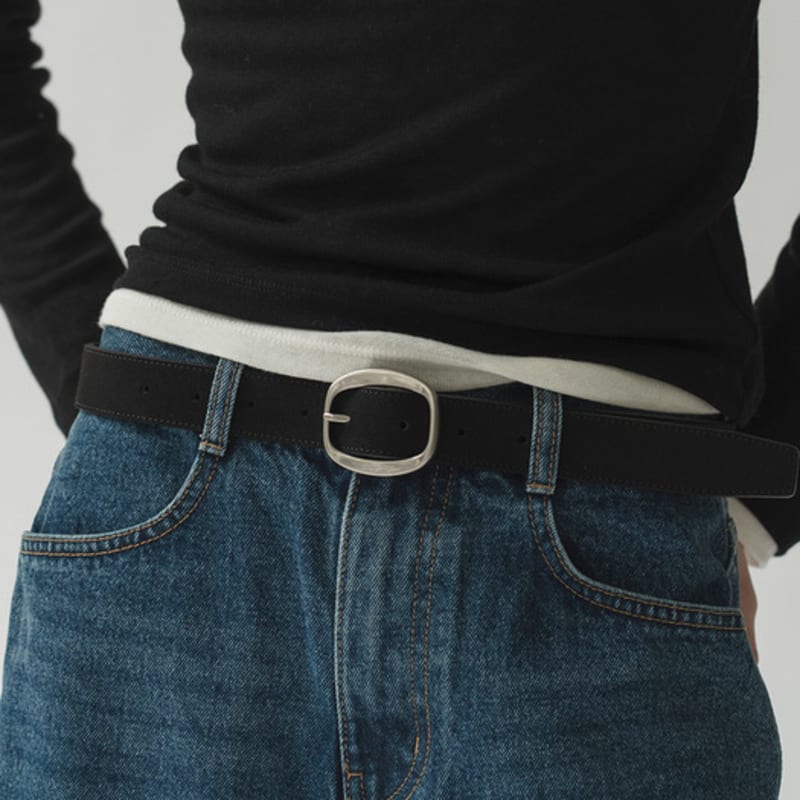 

BLUE BRICK Vintage oval belt (3colors) brown chamude