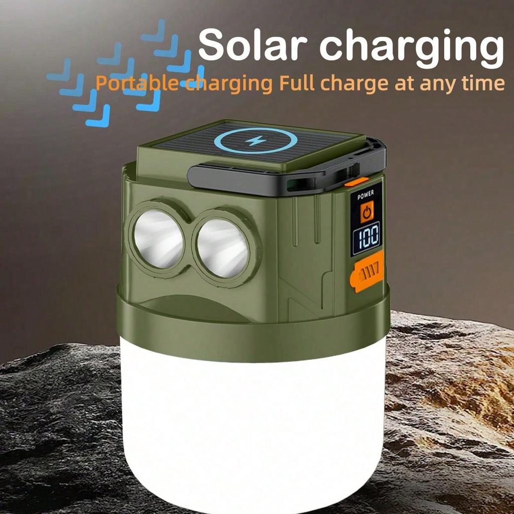 1200mAh Portable Rechargeable LED Camping Light Solar Strip for Outdoor Hiking Emergency Power Outage Tent Hanging Light Bulb