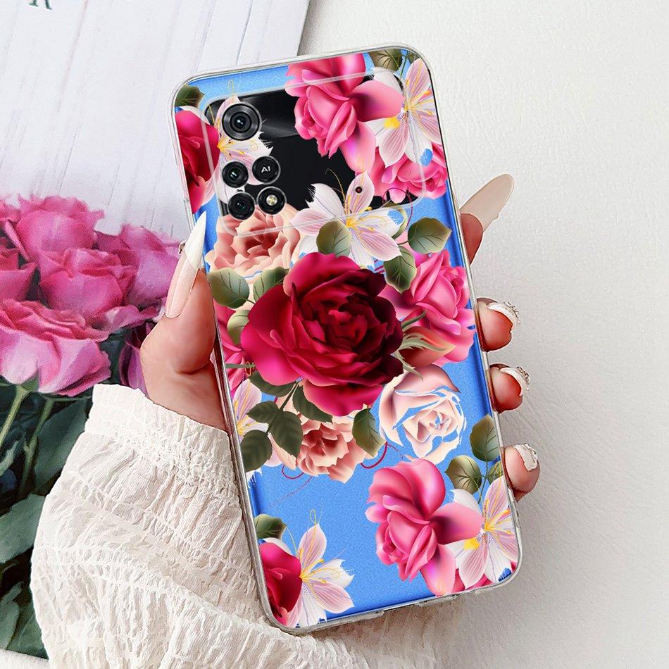 For Xiaomi Poco M4 Pro Elegant Floral Butterfly Phone Case For Xiaomi Poco M4 5G PocoM4 Pro 5G 4G Soft Silicone TPU Cases