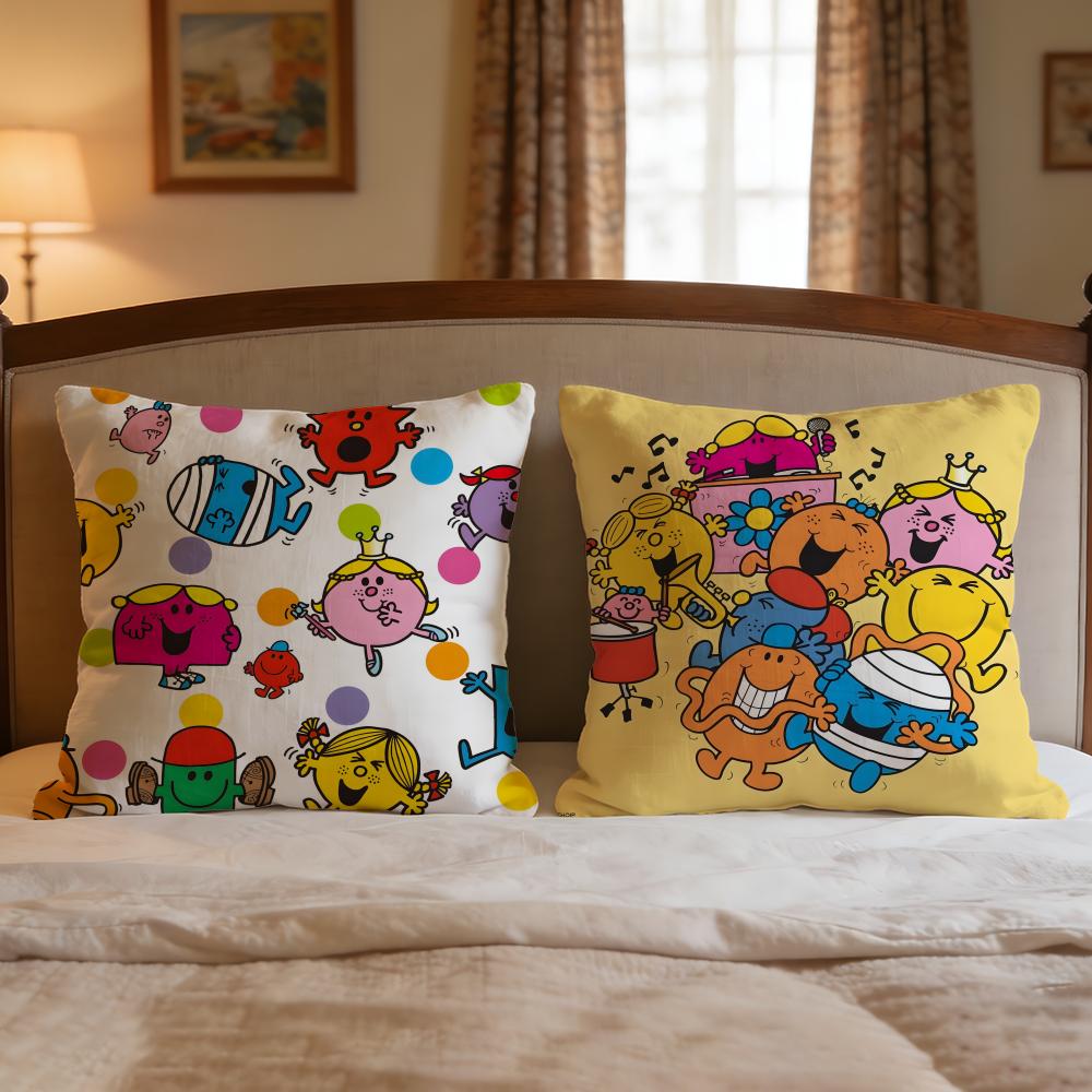 Mr. Men And Little Miss Cushion Cover 1Pcs Decorative Covers Soft Cushion Case For Sofa Couch Decor 40X40 45X45 Pillowcases