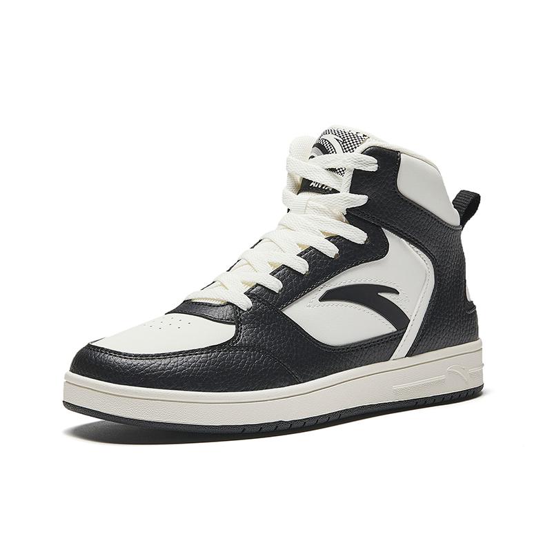 New Anta Little Zero Feel Oreo Height Increasing Lightweight Mid-Top Skateboard Shoes Women's White Black 922448084-4