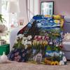 Fashion Print Van Gogh Blanket For Sofa Office Bed Plane Travel Sleep Read Relax Camping Soft And Warm