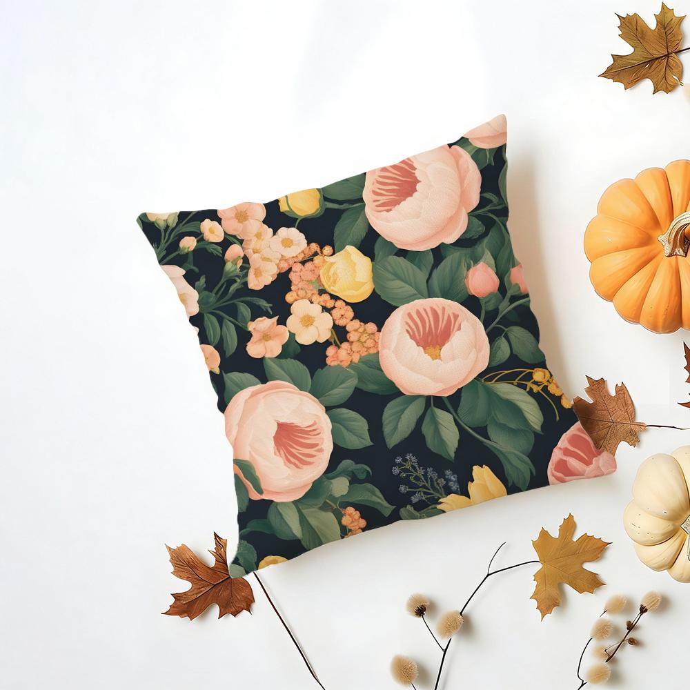 Nice Flower Cushion Cover Iceland Washable Linen Soft  for Daily Sofa Bed Home Room Decor