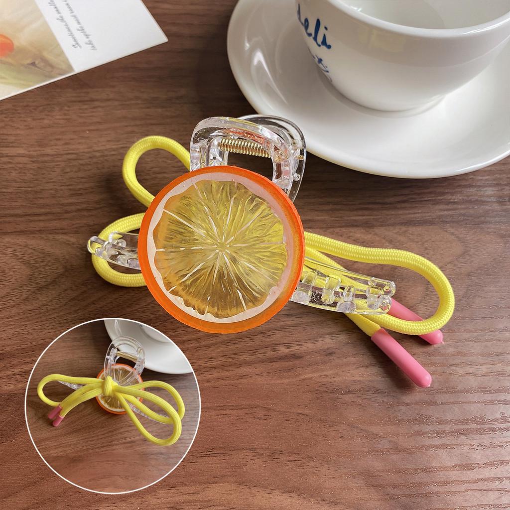 Lemon Fresh Hair Clip Female Korean Sweet Cute Fruit Bow Shark Clip Hair Accessories