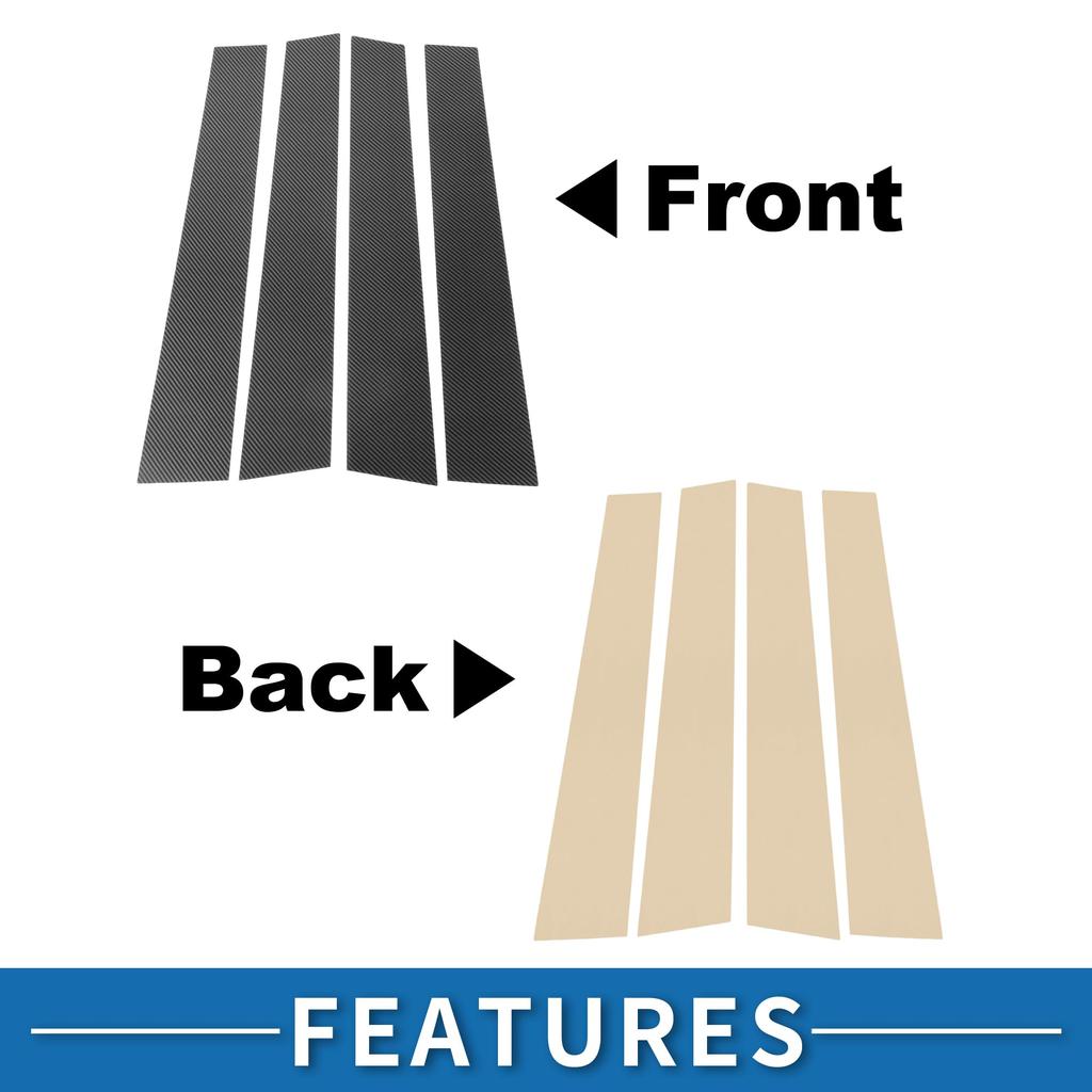 ABSOPRO Door Pillar Window Trim Stickers for Pillar Door Outer Exterior Carbon Fiber Pattern Black for VW Touran Anti-Scratch Posts, Covers, 2016-2019