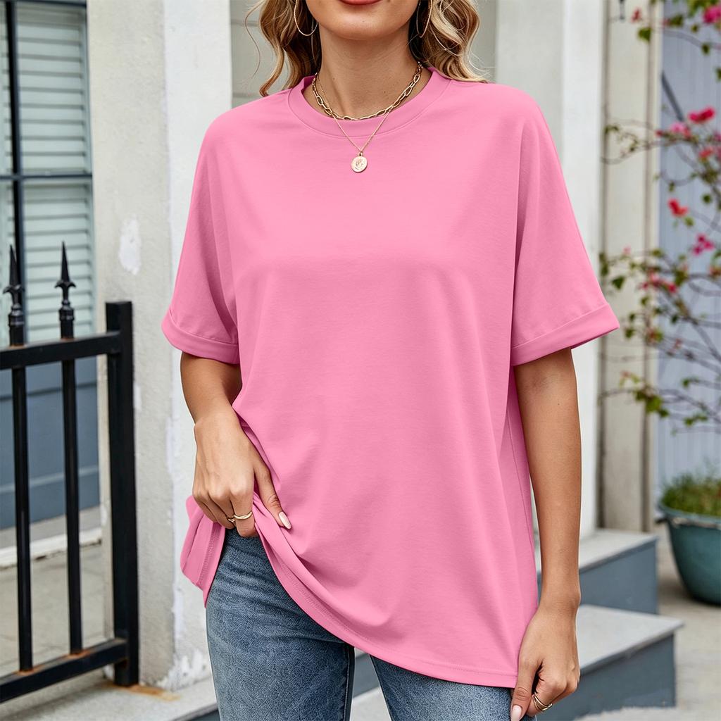 Women Loose Fit Casual Round Neck Short Sleeve T Shirt Lightweight Comfortable Summer Top