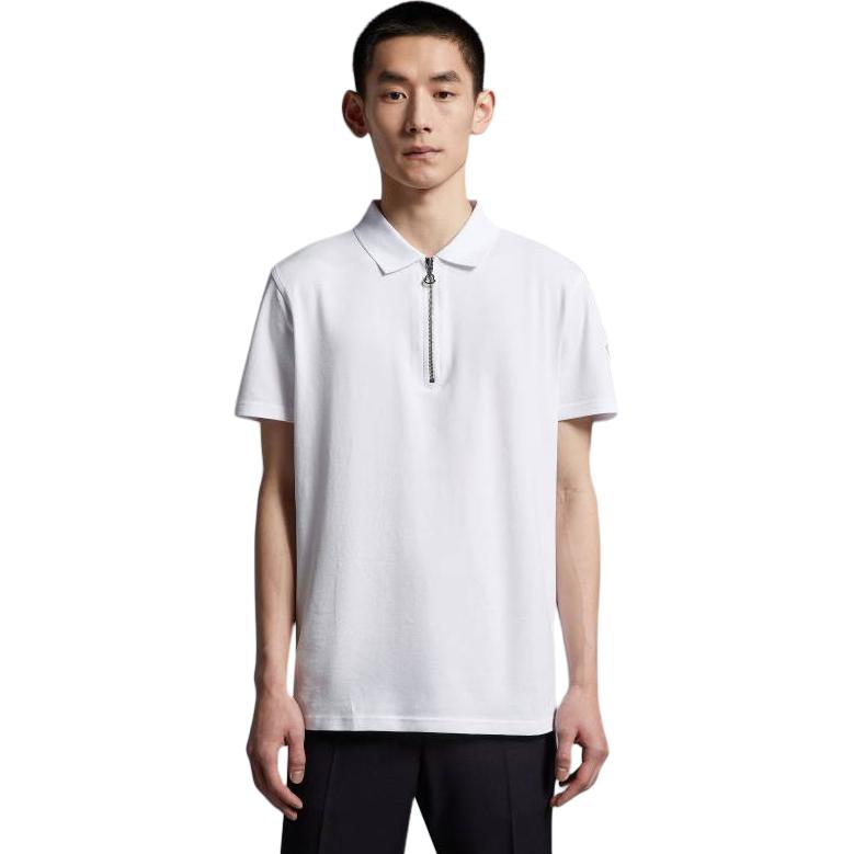 Moncler Monochrome Half-Zip Fitted Short Sleeve Polo Shirt Men tops White I10918A00008899P0001