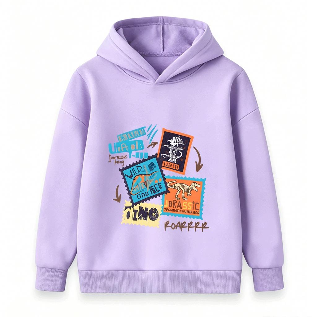 Kids Dinosaur Fossil Stampa Print Hoodie Boys Girls Casual Jurassic Wild Free Dino Roar Pullover Sweatshirt for Children