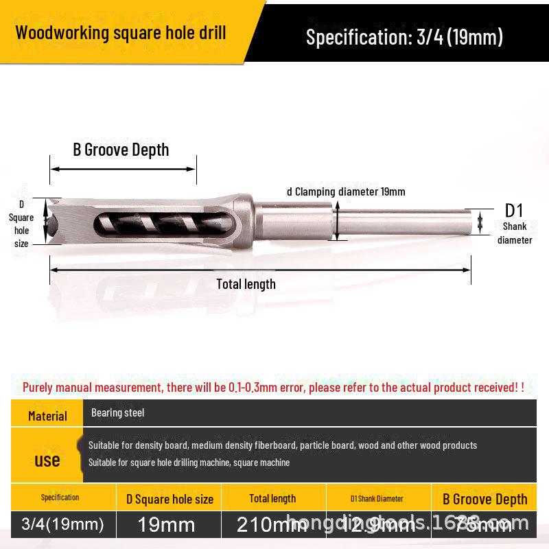 Wiertło do otworów kwadratowych w stolarce - wiertło ze stali łożyskowej do precyzyjnych otworów kwadratowych, dziurkowania i wykonywania otworów pod kątem.