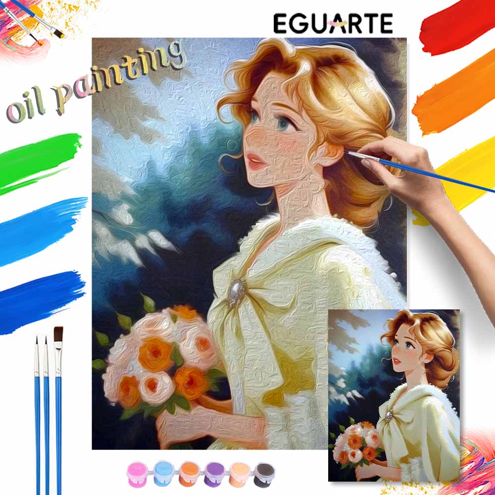Disney Princess Belle Rose Paint By Number Kit Number Drawing Canvas DIY Picture Home Decor Painting Wall Art Oil Craft Gift 130