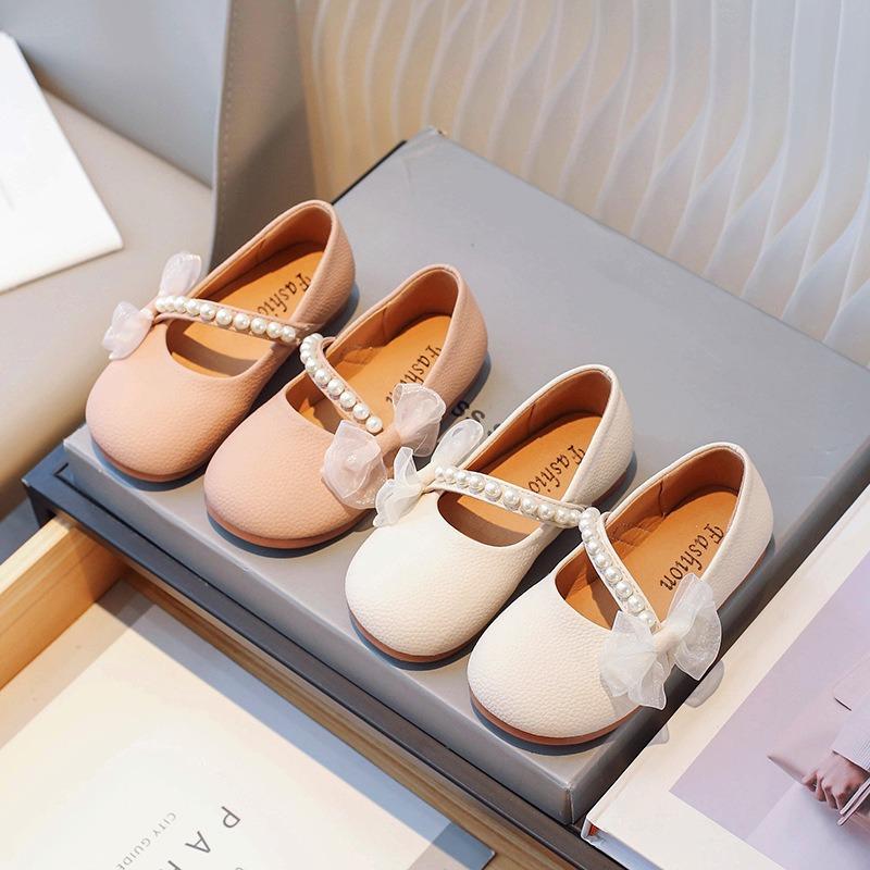 Kids Girls Soft Sole Pearl Princess Leather Shoes Fashion Casual Dance Shoes