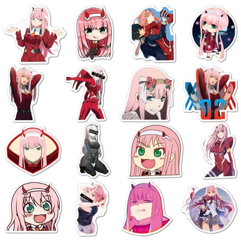 50pcs Anime Darling In the Fanxx Stickers Zero Two 02 Car Stickers For Laptop Luggage Motorcycle Suitcase Skateboard PVC Decals
