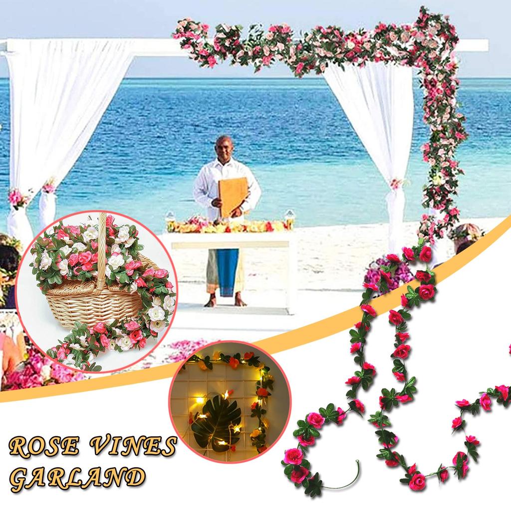Flower Garland Fake Rose Vine Artificial Flowers Hanging Rose Ivy Hanging Basket