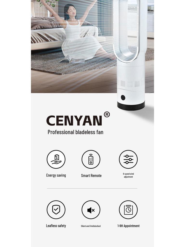 Bladeless Smart Standing Fan – Silent Air Circulation Electric Floor Fan for Home