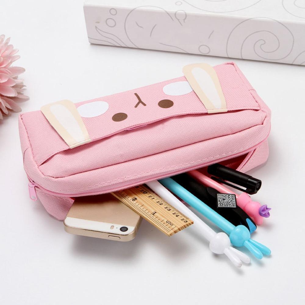 

Storage Bag Bunny Pencil Case Large Capacity Cartoon Pen Bag Rabbit Pencil Bag Student Stationary розовый