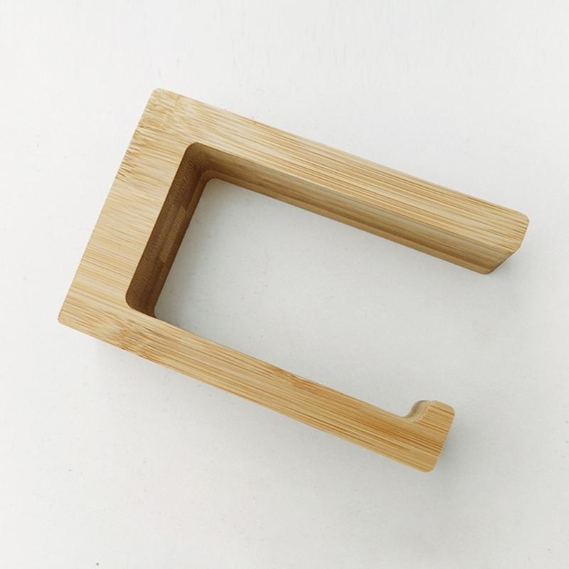 Wooden Tissue Roll Stand For Bathroom Office Durable Bamboos Construction Easy Holds 6Kg Stress Freely