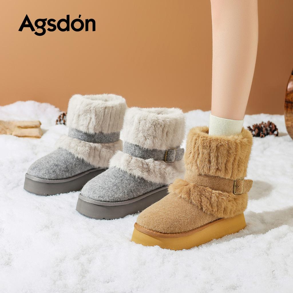 Augustine plush snow boots new winter platform casual short boots plush cotton shoes