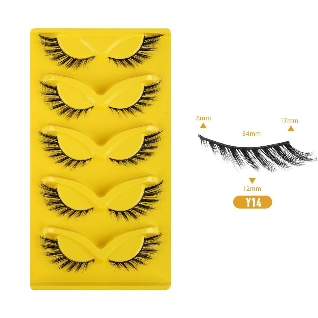 Five-Pair Set of Thick, Curly, 3D Fox-Eye Cat-Eye False Eyelashes