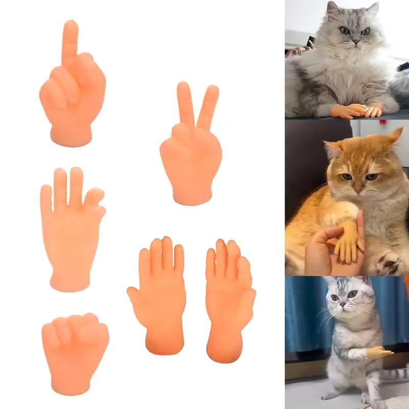 1 set de jucărie pentru pisici, gest pentru pisici, pentru pătuț, pentru degetul de pisică, mini model de mână, mănuși din silicon, jucărie pentru interacțiune cu animale de companie, instrument de masaj pentru pisici