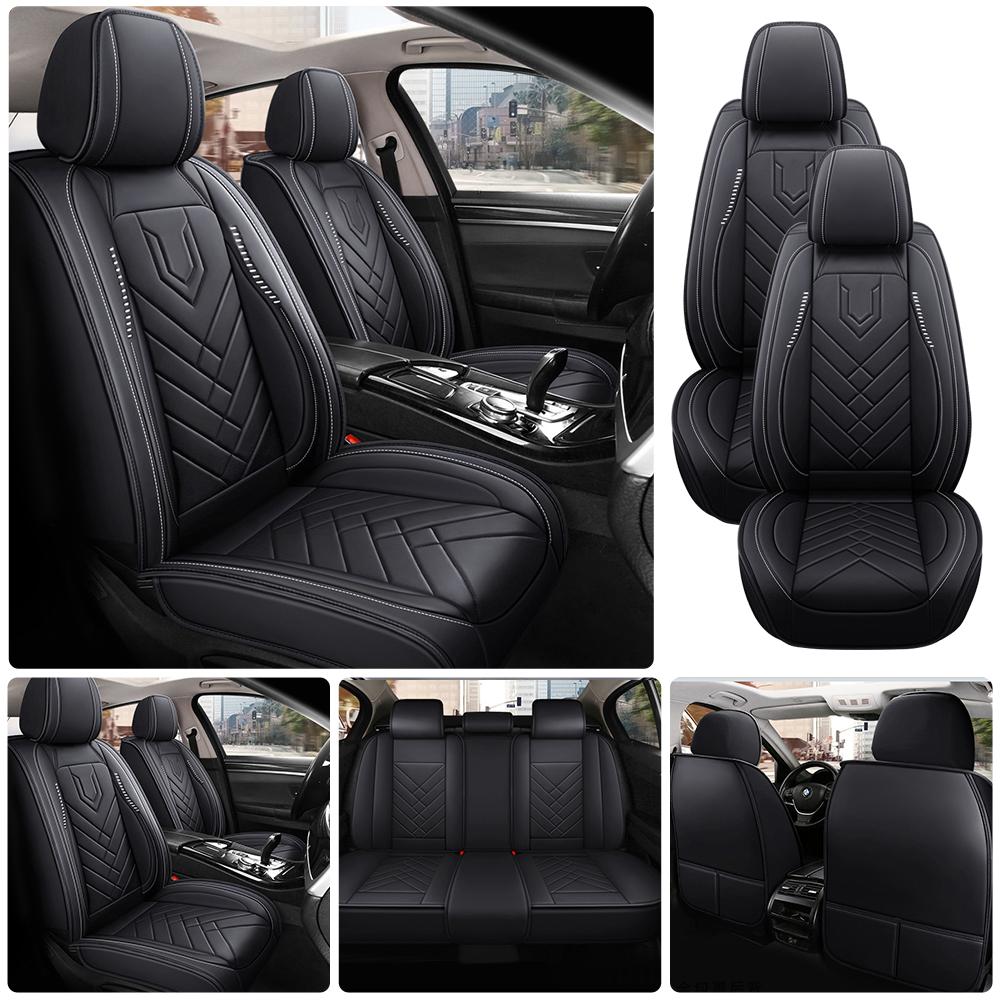 5 Seats Full Set Deluxe PU Leather Front Rear Car Seat Cover Cushion Protection Universal Anti-scratch Mats Cushion чёрный