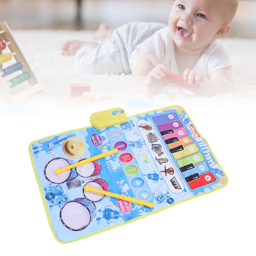 2 in 1 Baby Piano and   Mat 13 Keys 5 Music Instruments Sounds Interactive Game Baby Musical Mat for Toddler