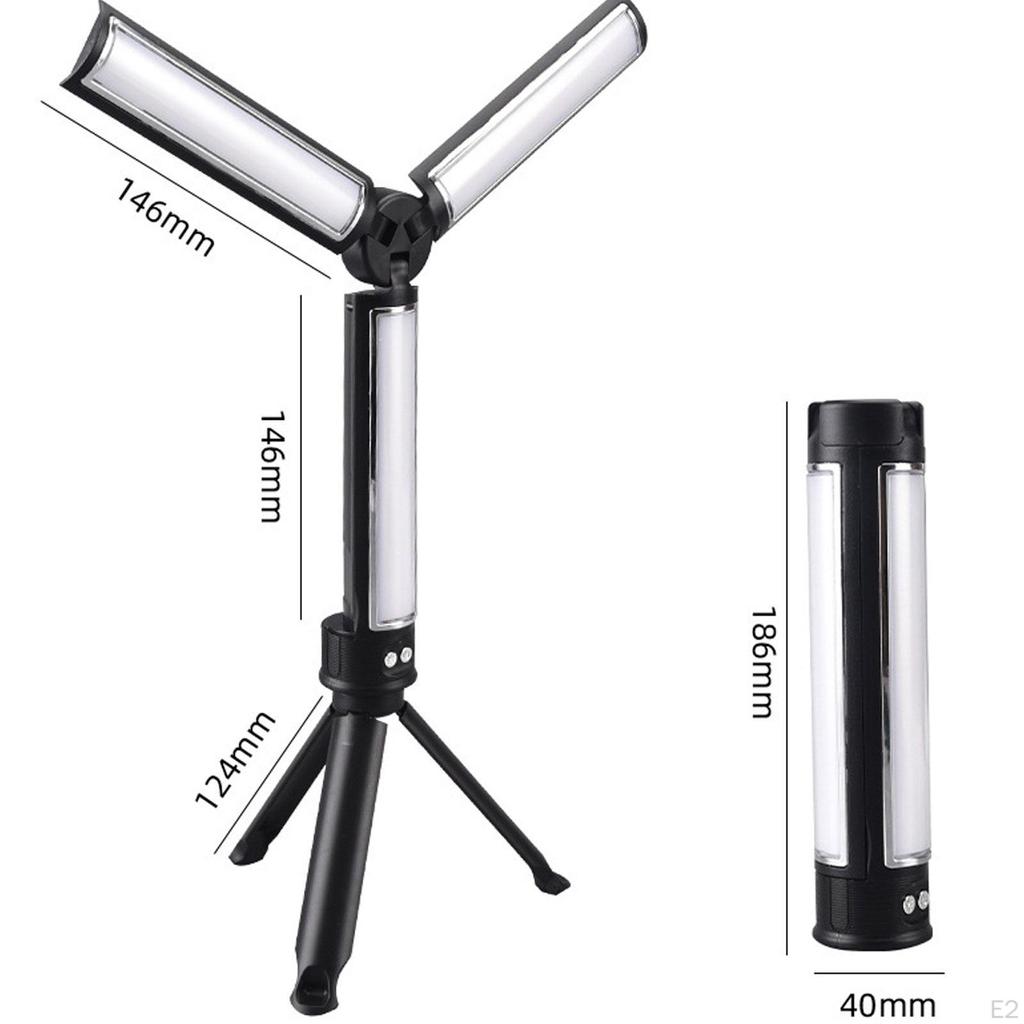Camping Lantern Electric Lights Lamp LED 3 Head USB Charging Work Light with Stand