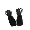 Fashion 2025 Summer New Luxury Designer Women's Sandals Lace Mesh Square Toe Shallow Narrow Strap Braided Slip-on Strange Style Sandals