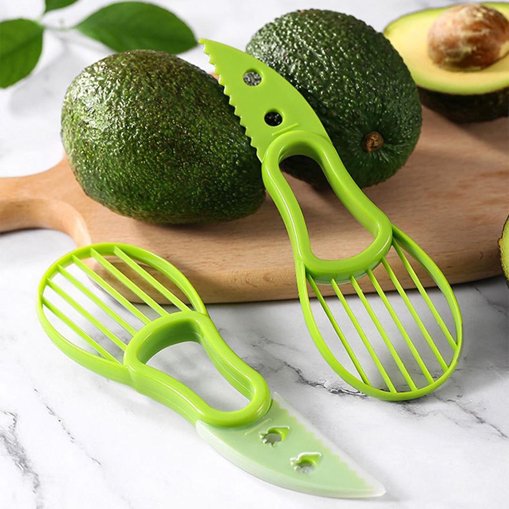 JJYY 3 in 1 Avocado-Schneider Kernentferner Butter Obstschäler Schneider Fruchtfleisch-Separator Kunststoff Küchen-Gemüsewerkzeuge7