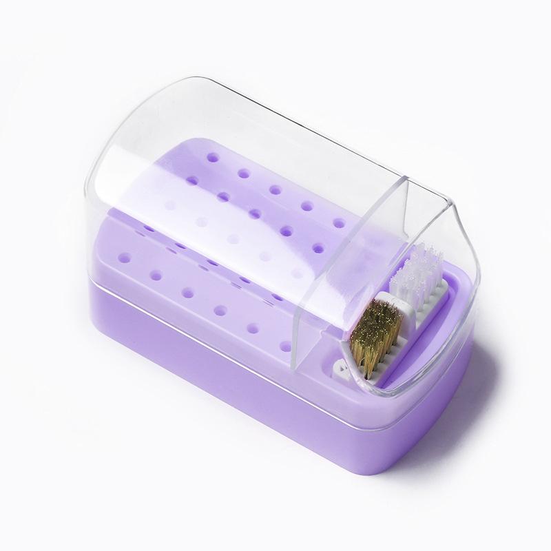 30-Hole Nail Art Grinding Head Cleaner and Storage Box