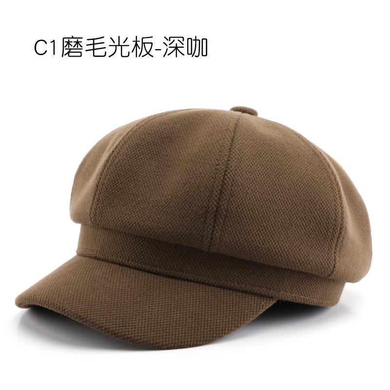 Hat autumn and winter polished solid color light board painter hat outdoor travel warmth sunscreen sunshade octagonal hat