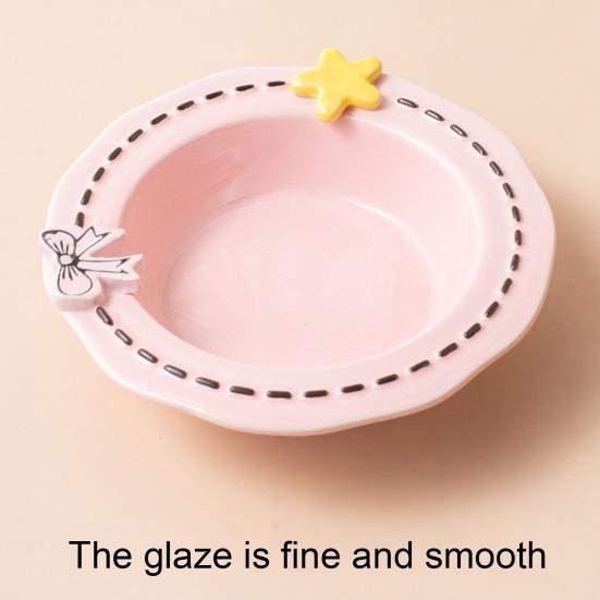 Ceramic Feeding Bowl for Dogs & Cats, Whisker Friendly Kitten Food Water Dish, Wide Shallow Pet Feeder Plate for Dry Wet Food