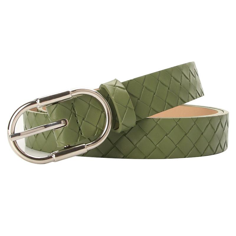 Personalized Woven Pu Fashionable and Versatile Women's Alloy Pin Buckle Belt Decoration Clothes and Skirts Fashionable and Trendy Belt