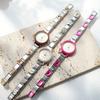 Vintage Italienisches Charm-Armbanduhr Bunt Strass Y2K Edelstahl Modulare Uhr Abnehmbare Glieder Ästhetischer Schmuck