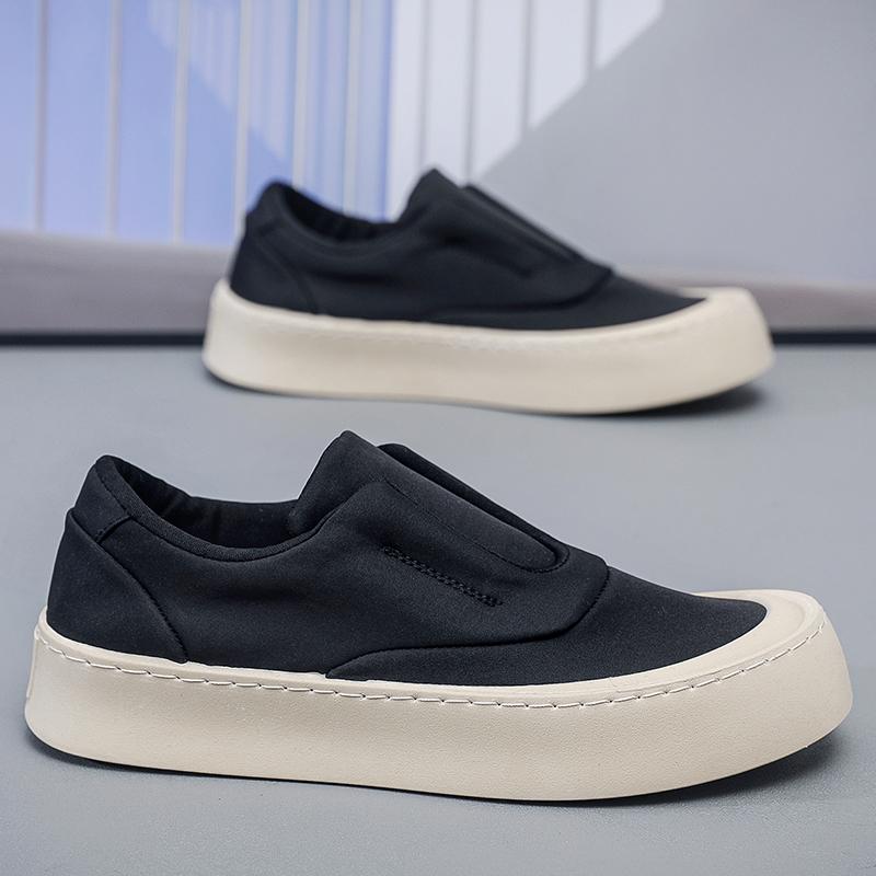 

Мужская повседневная парусиновая обувь, мужские лоферы, дышащие слипоны на плоской подошве, мужская вулканизированная обувь, обувь для вождения, прогулочная обувь 39 чёрный