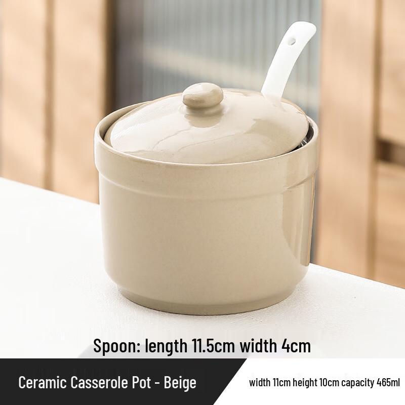 LISM 465ml Ceramic Stew Pot Set with Spoons