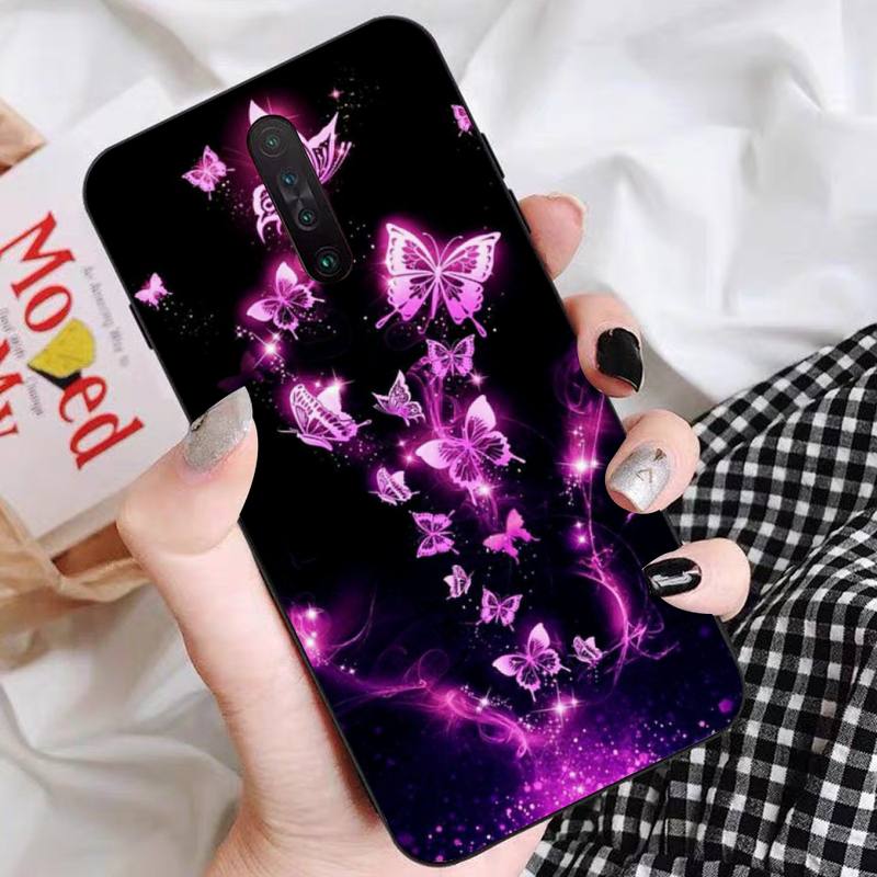 Beauty Pink Butterfly Phone Case For Redmi 9 5 S2 K30pro Silicone Fundas for Redmi 8 7 7A note 5 5A