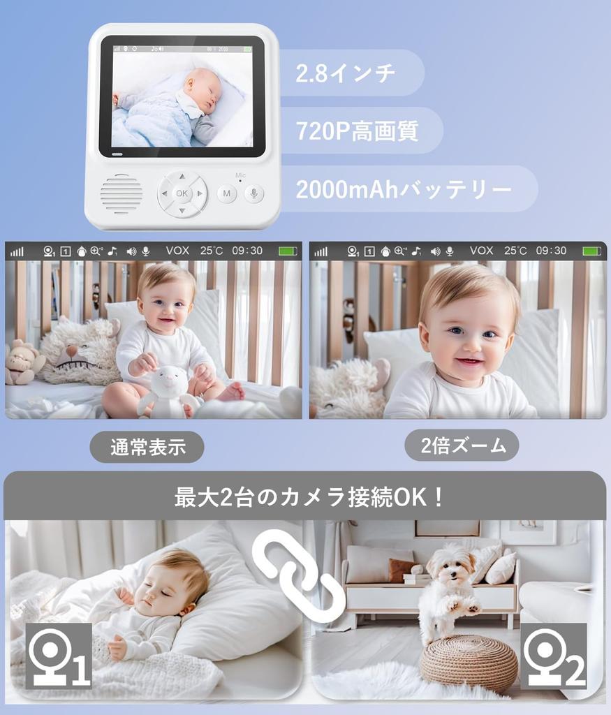 ZAIDER Baby Monitor with Pet Baby Temperature 720P Night No Long Continuous Baby Indoor Elderly Baby Shower Gift Monitor, Camera, Energy-Saving &